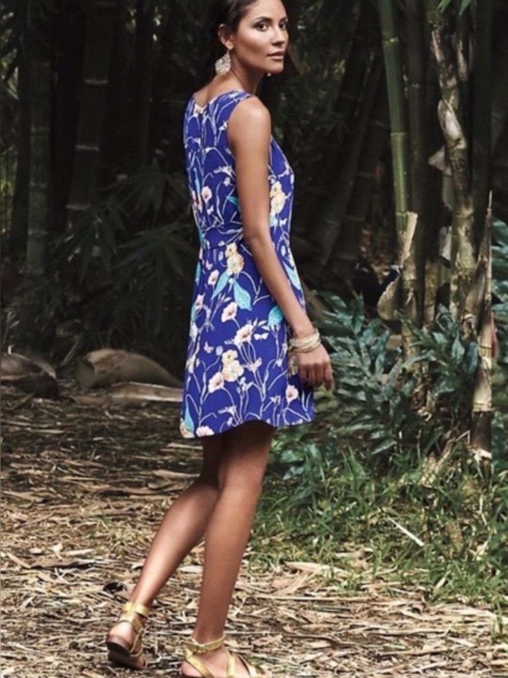 Anthropologie 100% Silk Hidden Isle Shift Dress 2 Botanical Print Tropical